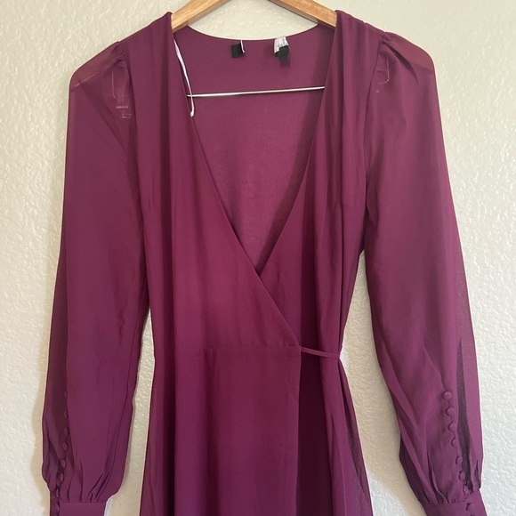 NWOT My Whole Heart Plum Long Sleeve Wrap Dress - Picture 4 of 5